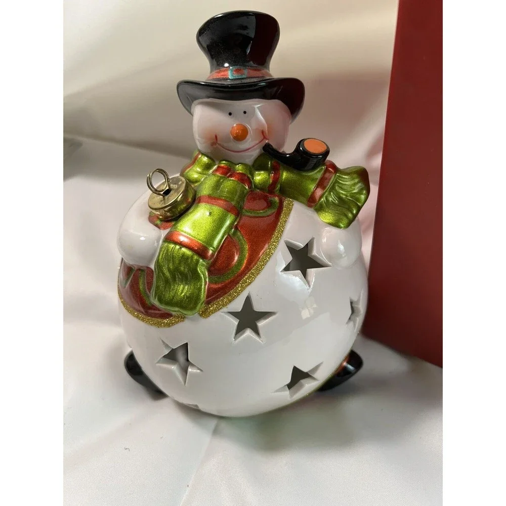 VTG. 2 Way Lightup Snowman Figurine with Flameless Candle (Take 2 AA‎ Batteries)